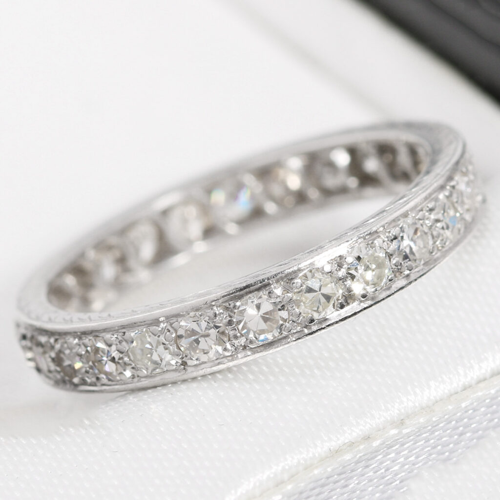 Platynowa obrączka z diamentami 1.04ct Art Deco