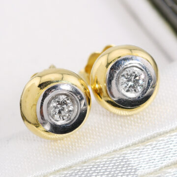 Złote kolczyki z brylantami 0.24ct dwukolorowe ciężkie 18K
