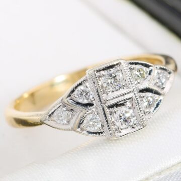 Złoty pierścionek z diamentami 0.29ct styl Art Deco 9K