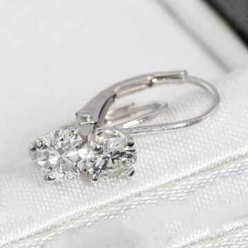 Złote kolczyki z brylantami 0.66ct białe złoto wiszące 14K