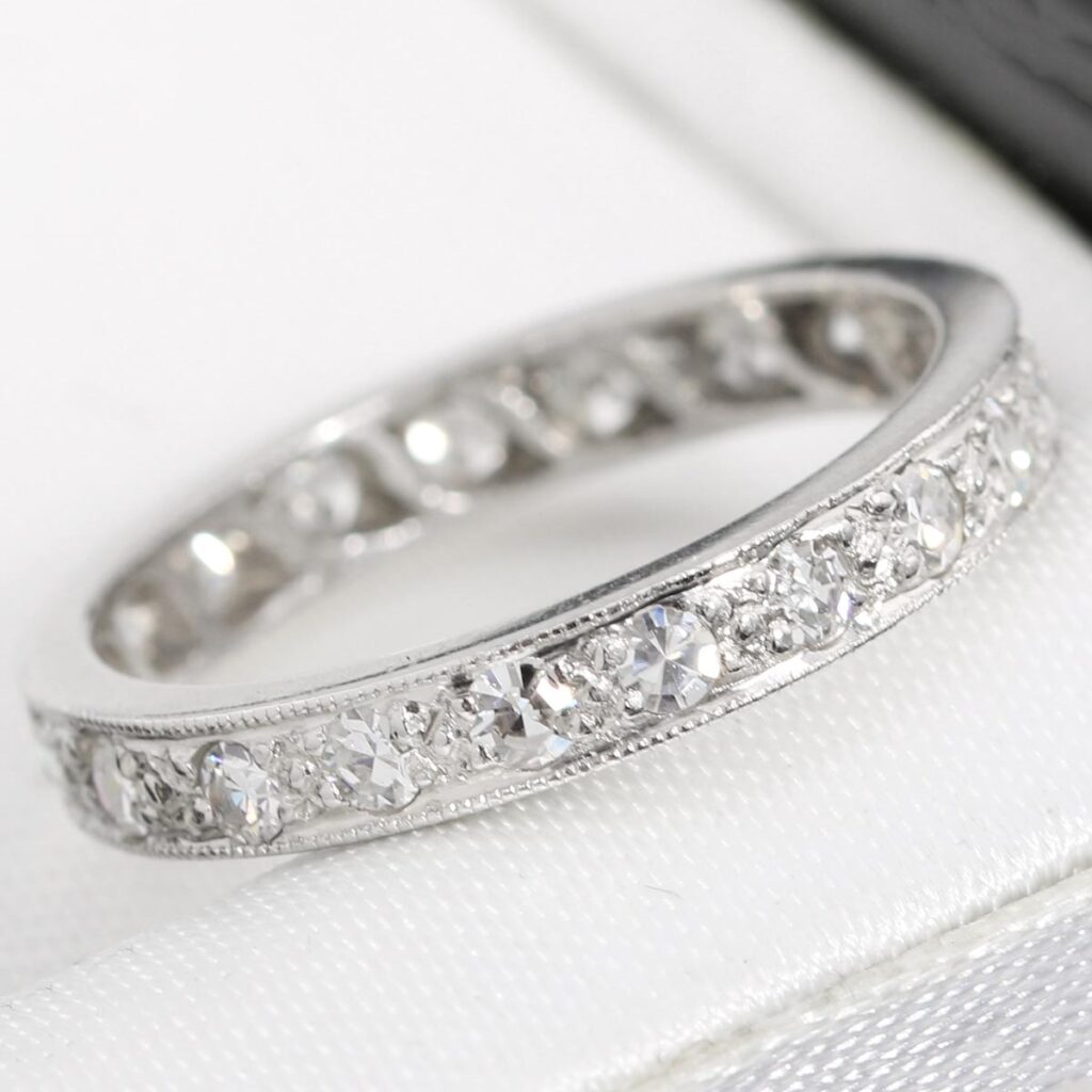 Obrączka z diamentami 0.70ct Art Deco Palladowa