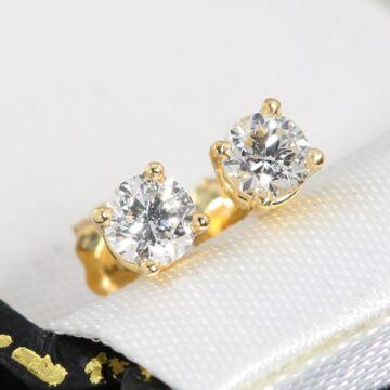 Złote kolczyki z brylantami 0.45ct urocze 14K