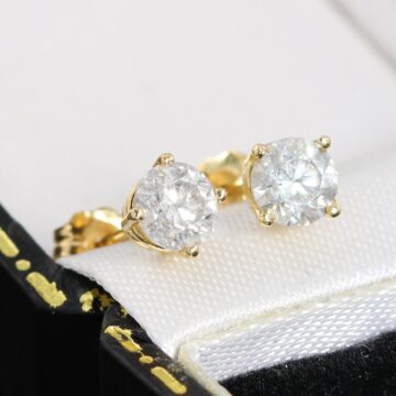 Złote kolczyki z brylantami 0.90ct ponadczasowe klasyczne 14K