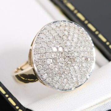 Złoty pierścionek z diamentami 1.15ct duży okrągły 9K